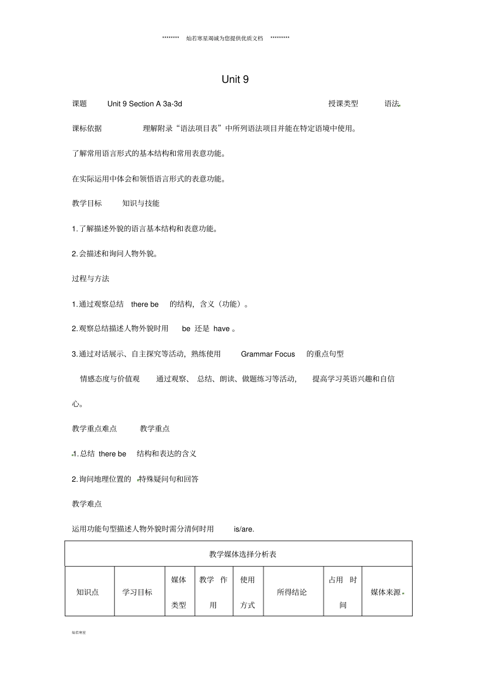 七年级英语下册Unit9WhatdoeshelooklikeSectionA3a-3d教学设计人教新目标版_第1页