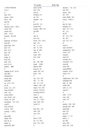 七年级英语下册英语单词分类