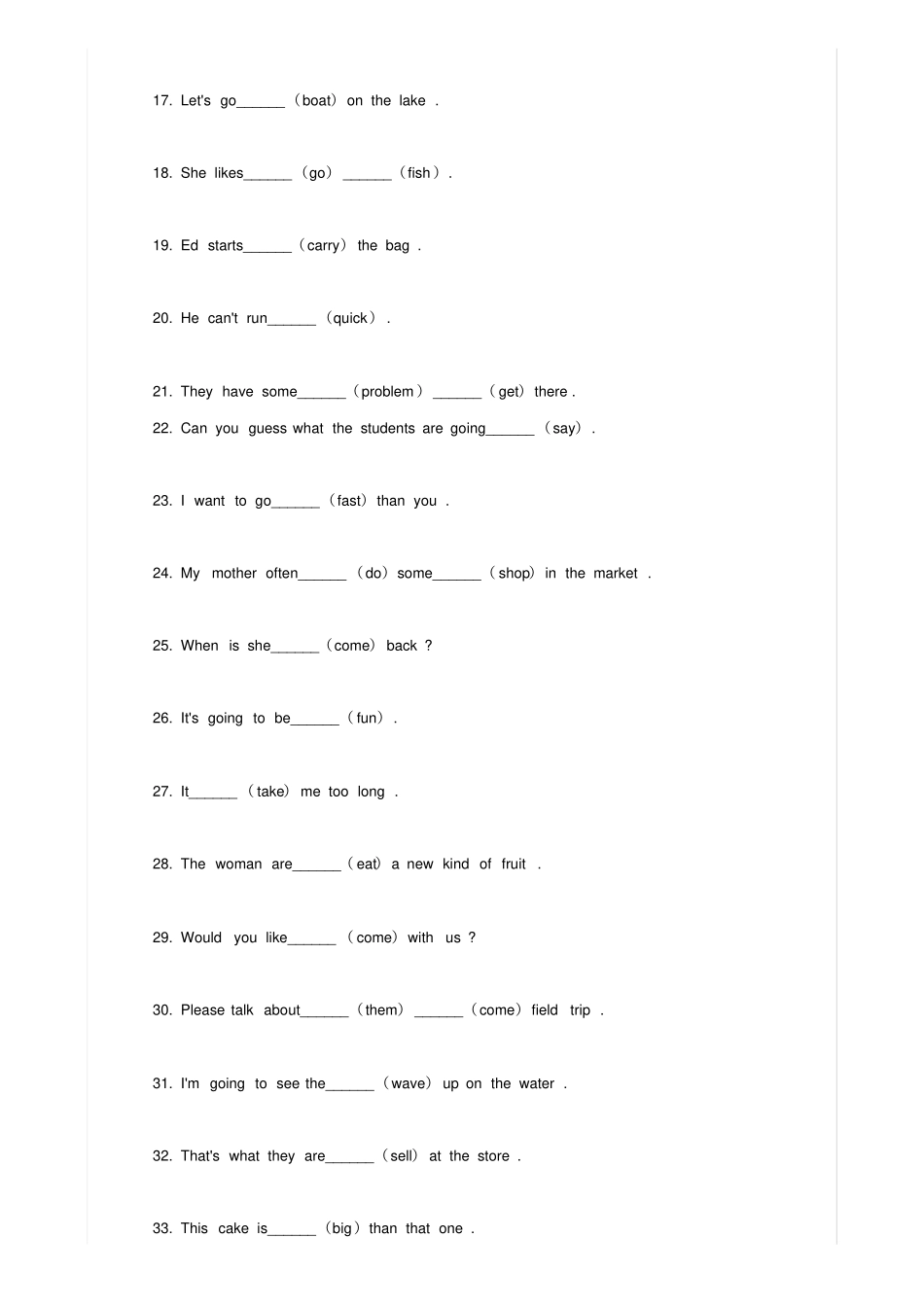 七年级英语期末专题复习-用单词适当形式填空_第2页