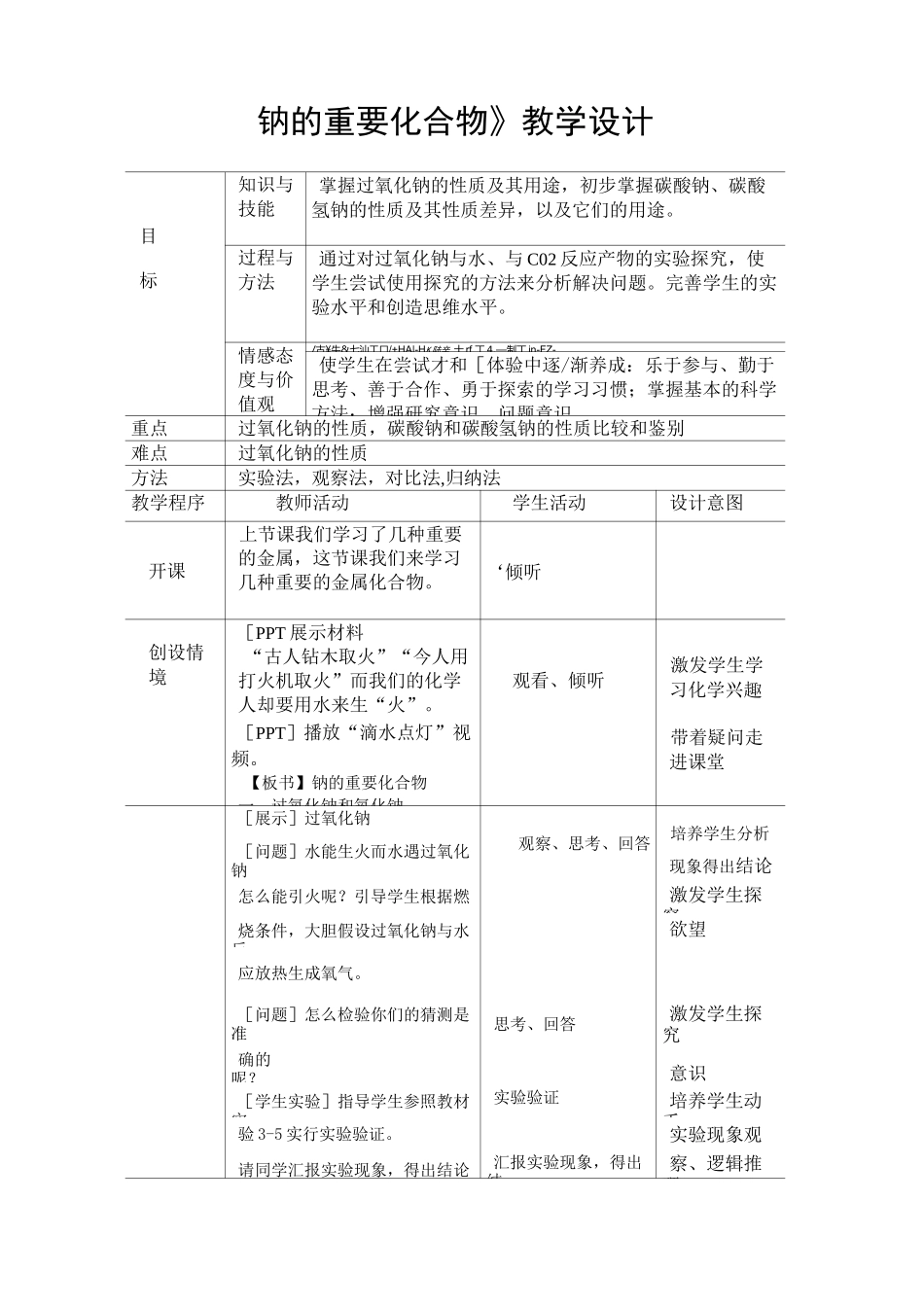 钠的化合物教学设计_第1页