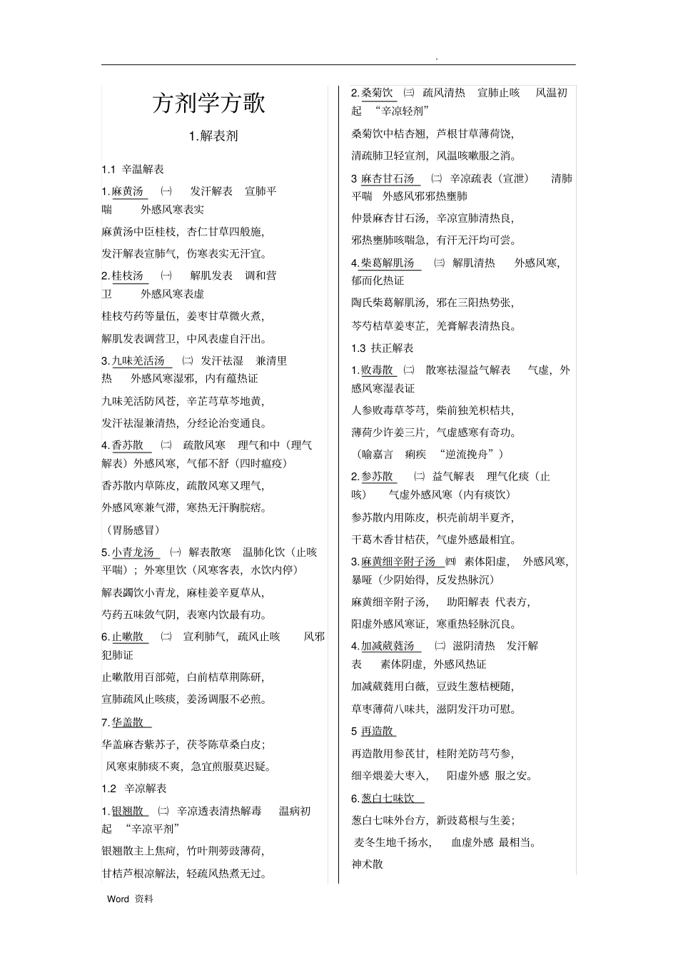 七版教材方剂学+中医内科学方歌_第1页