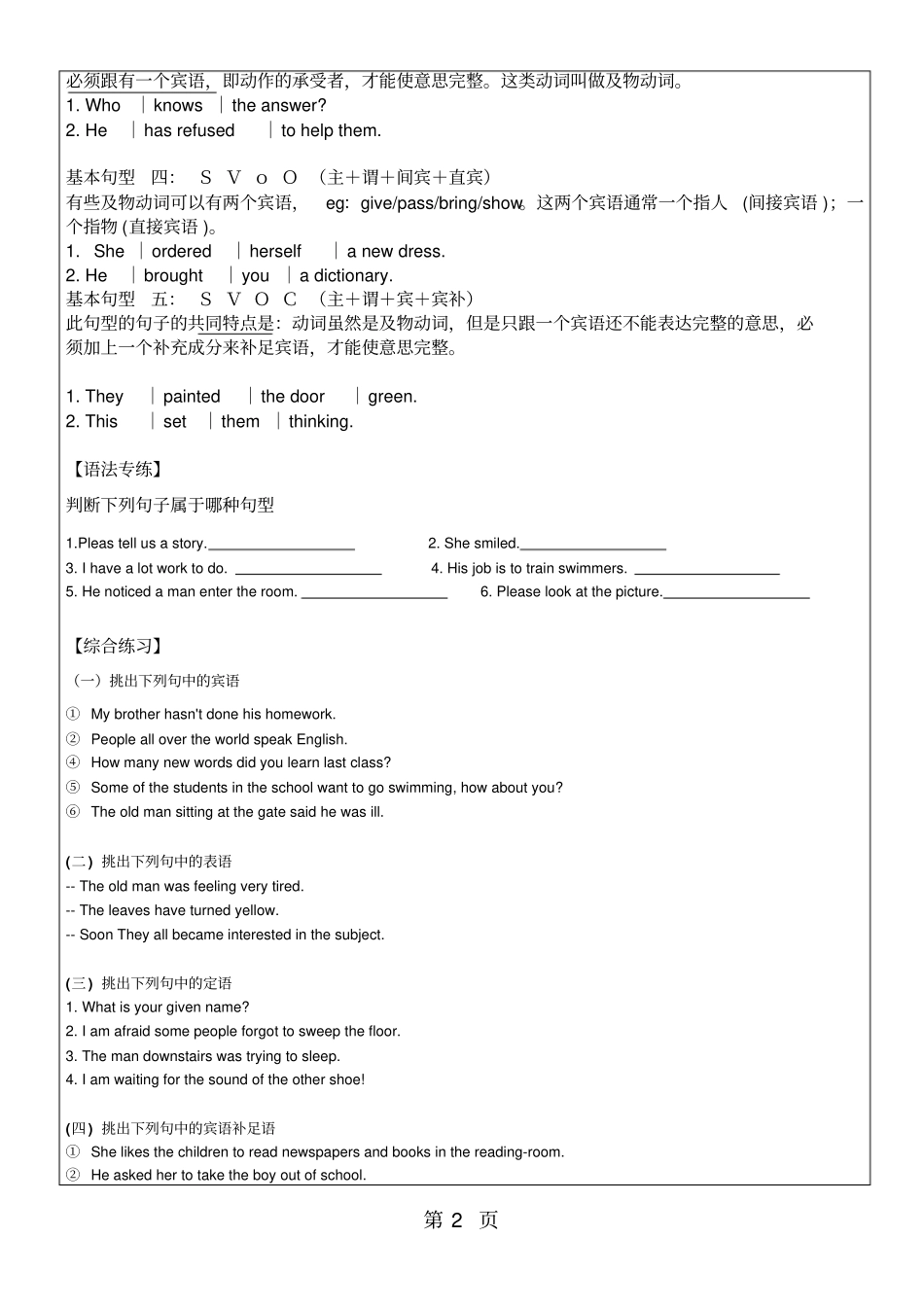 七种基本句子成分及五种基本句型-_第2页