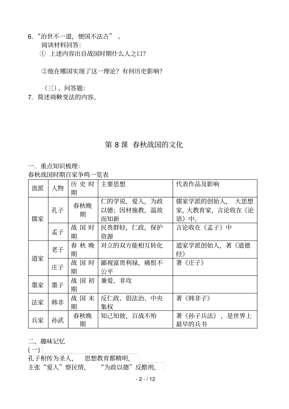 七级历史上册课知识梳理练习_第2页