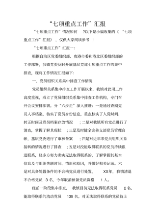 七项重点工作汇报