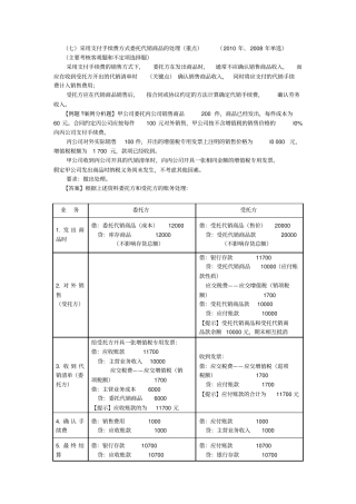 七采用支付手续费方式委托代销商品的处理重点2010年、2008年单选