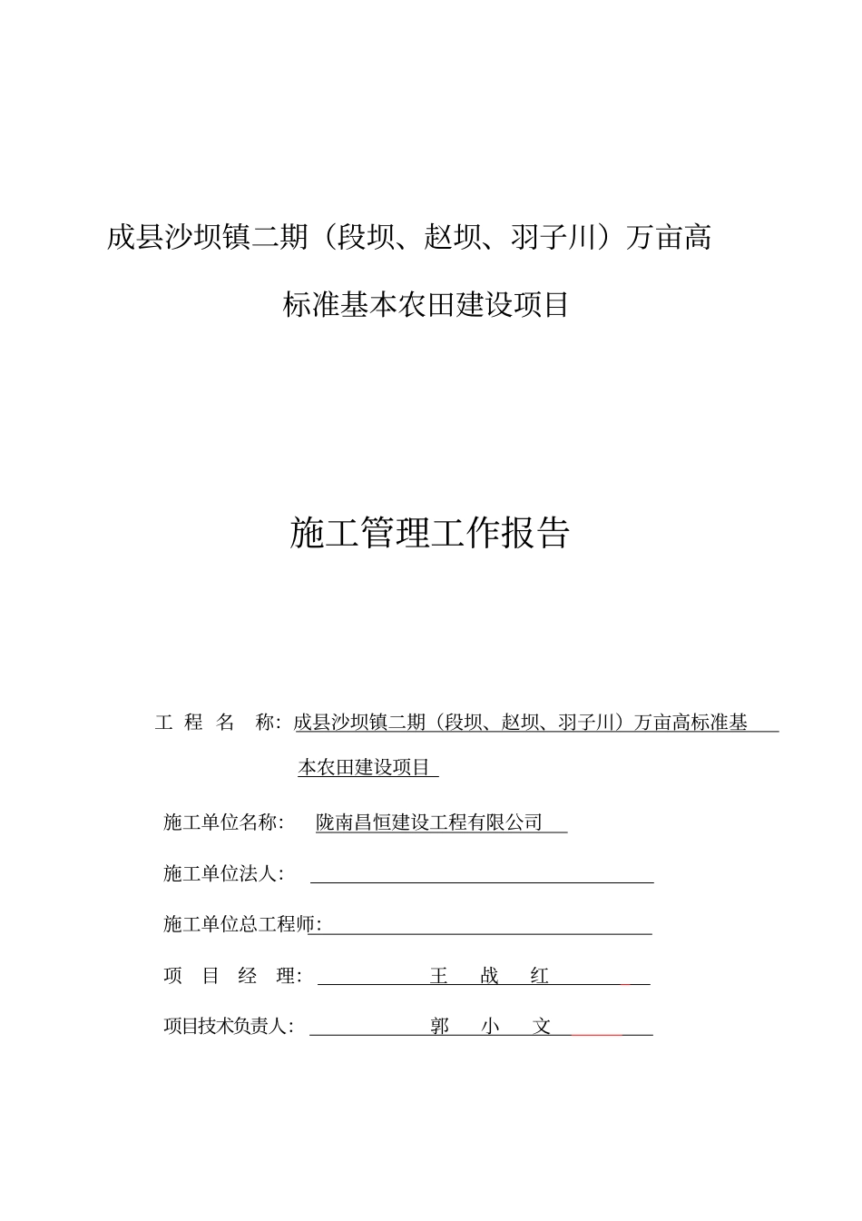 万亩高标准基本农田建设项目施工管理工作报告_第2页
