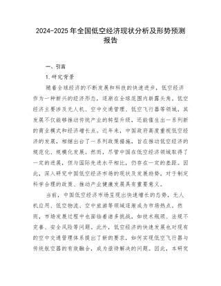 2024-2025年全国低空经济现状分析及形势预测报告