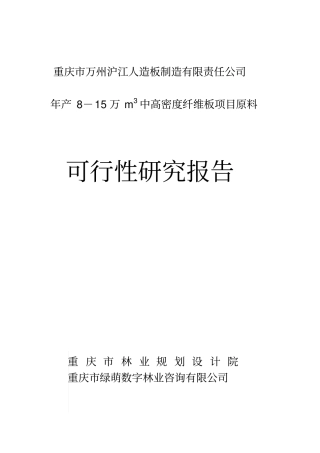万州人造板可行性研究报告