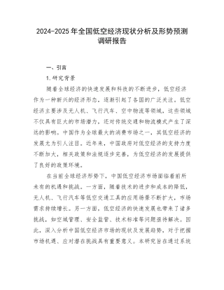 2024-2025年全国低空经济现状分析及形势预测调研报告