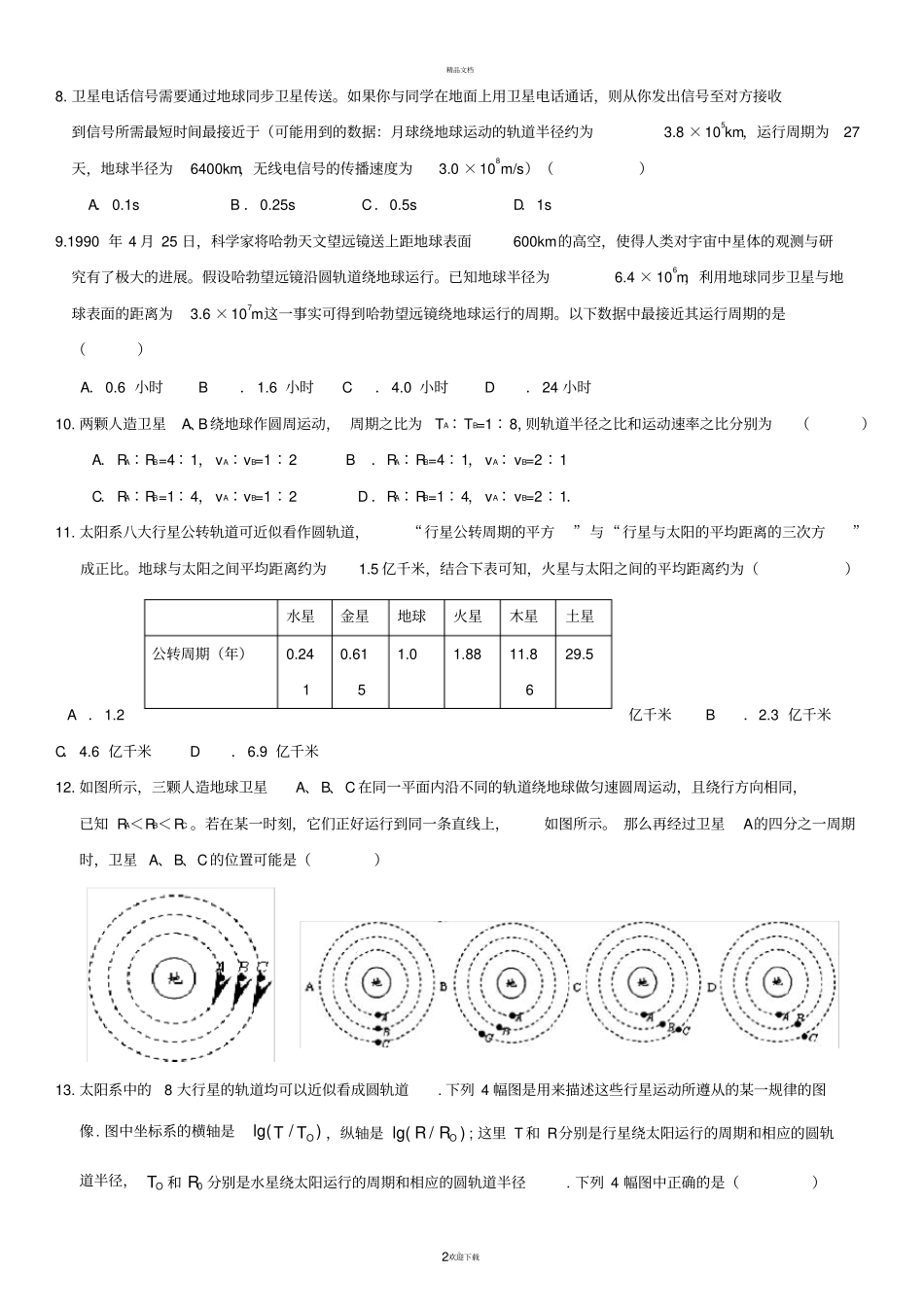 万有引力与航天--经典习题分类汇总_第2页