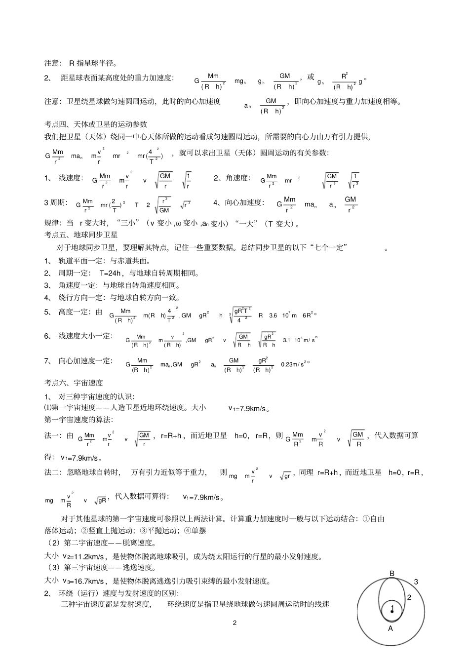 万有引力与航天重点知识归纳_第2页