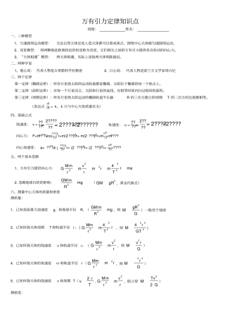 万有引力定律公式总结