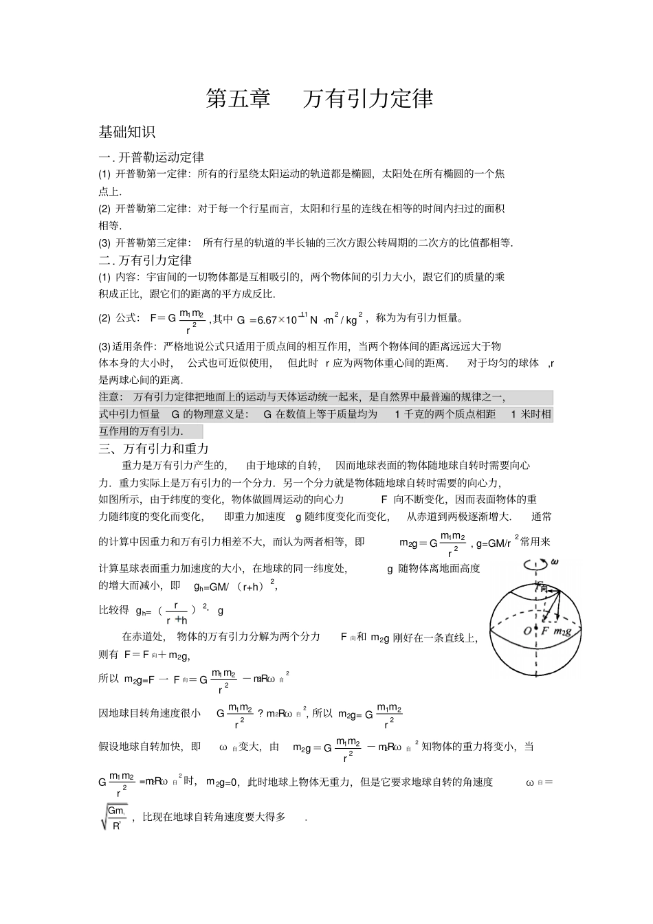 万有引力及天体运动经典习题资料_第1页