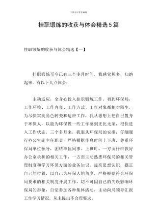 挂职锻炼的收获与体会精选5篇