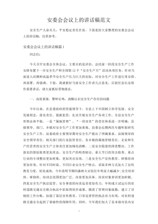 安委会会议上的讲话稿范文