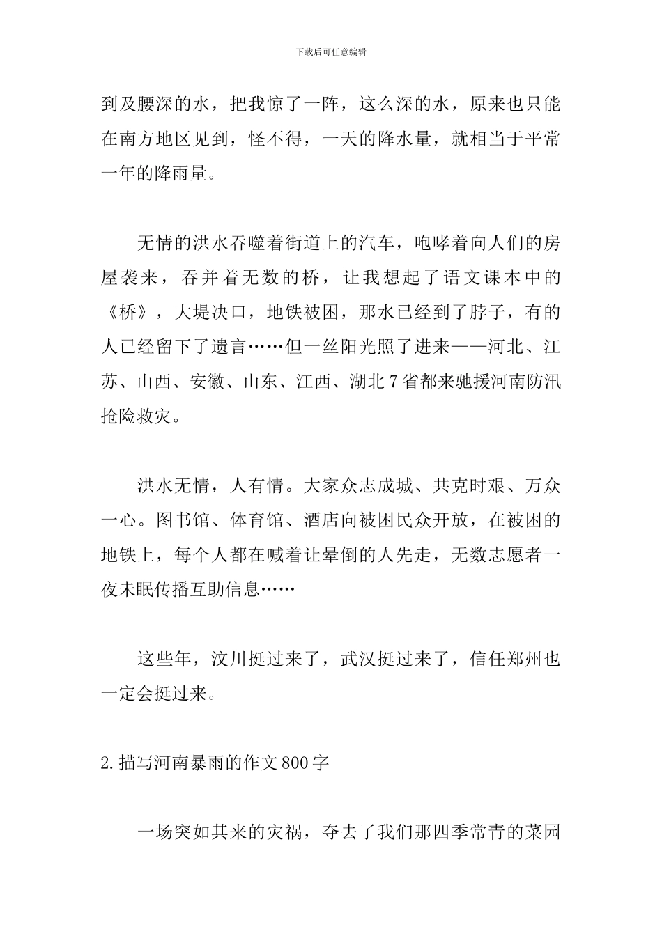 描写河南暴雨的作文800字_第2页