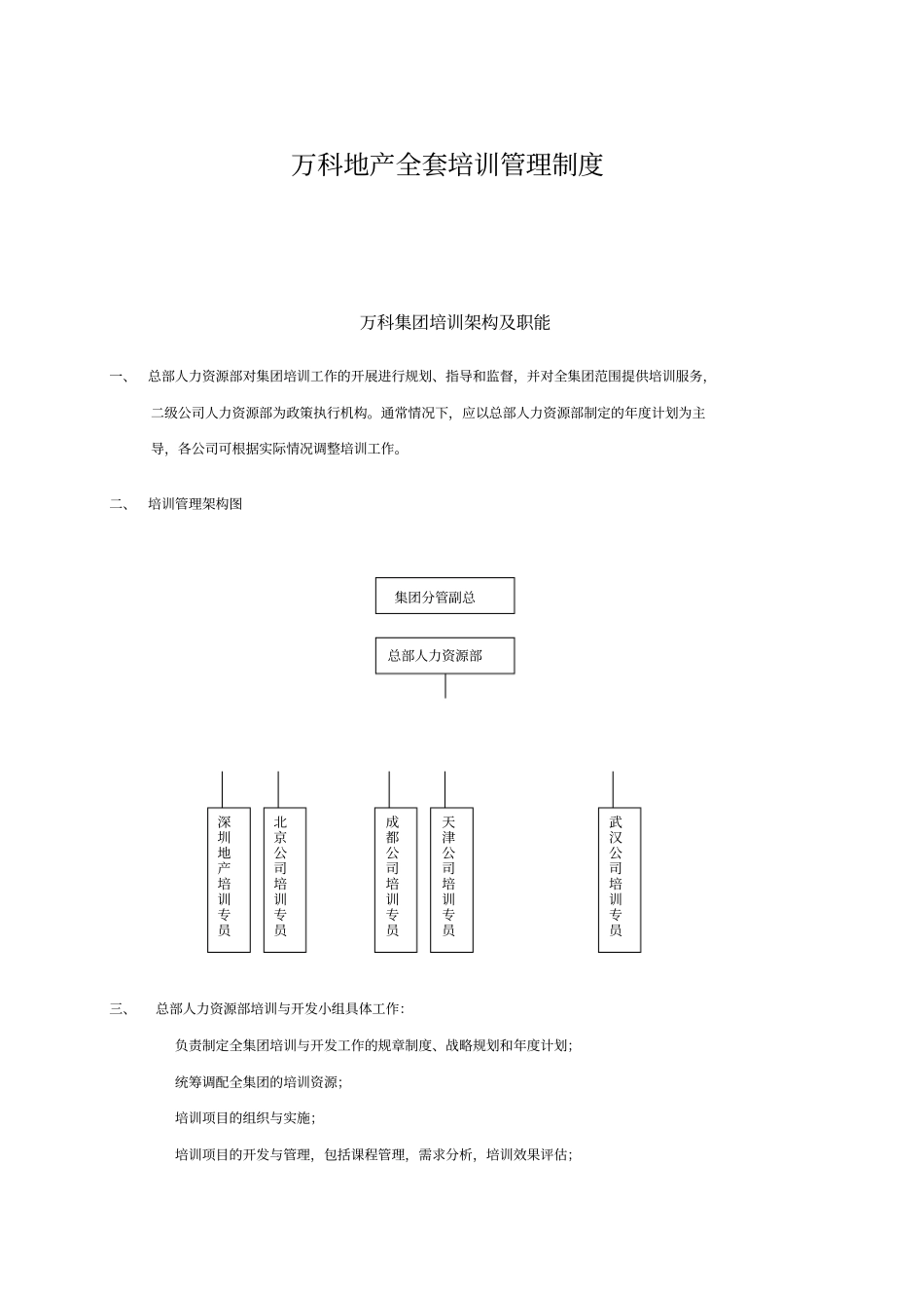 万科地产全套培训管理制度__第1页