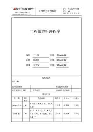 万科地产工程供方管理程序