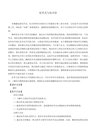化学式与化合价 初中化学优秀教学设计