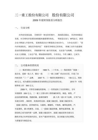 三一重工公司财务报表分析