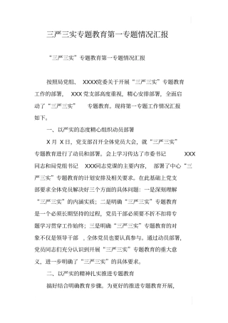 三严三实专题教育第一专题情况汇报