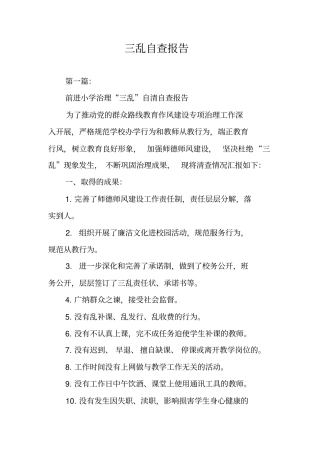 三乱自查报告