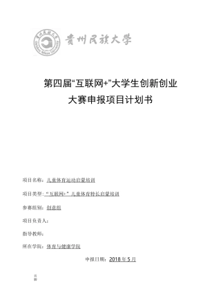 “互联网+”创业计划书