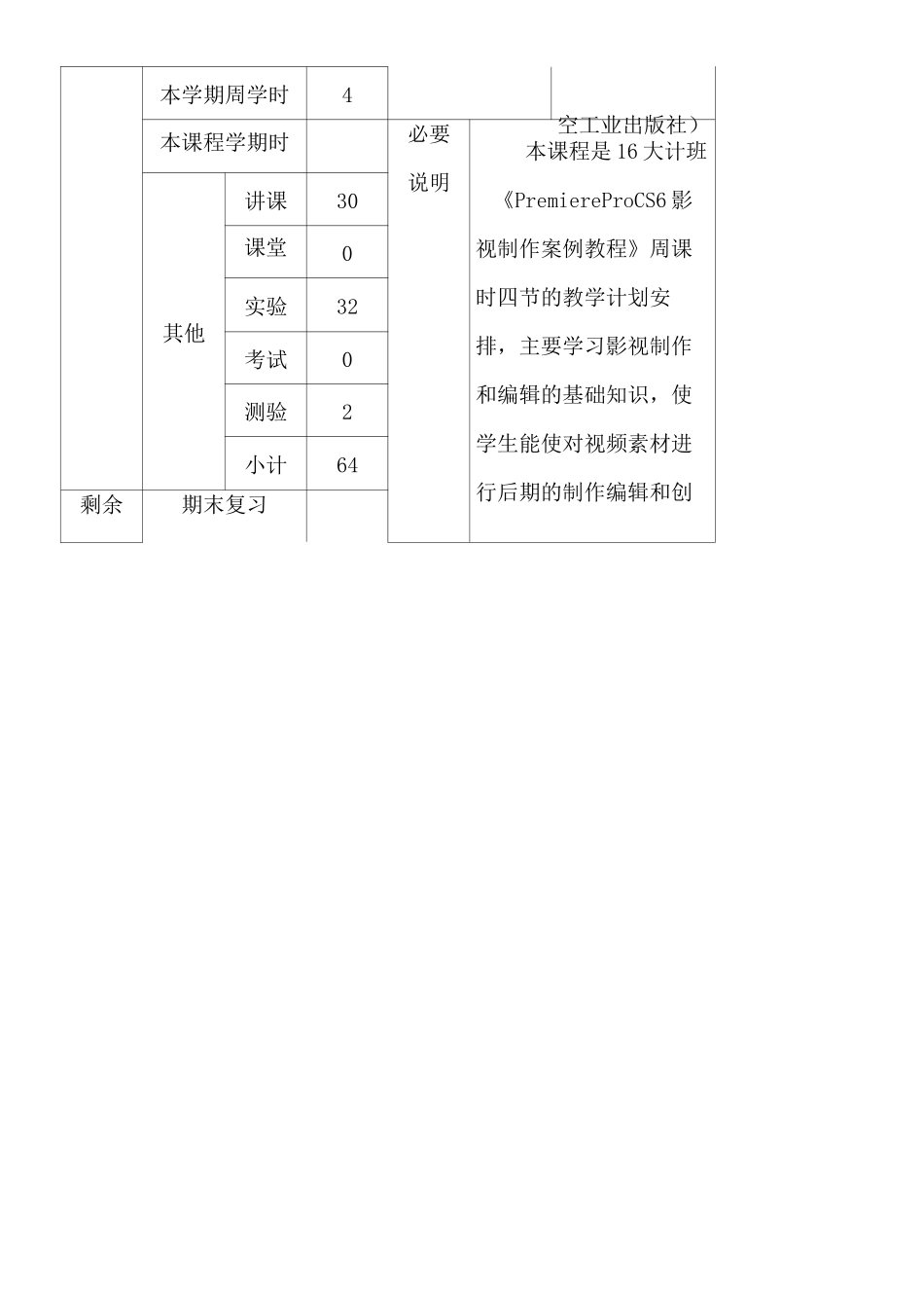 影视制作 premiere pro CS6教学指导计划_第3页