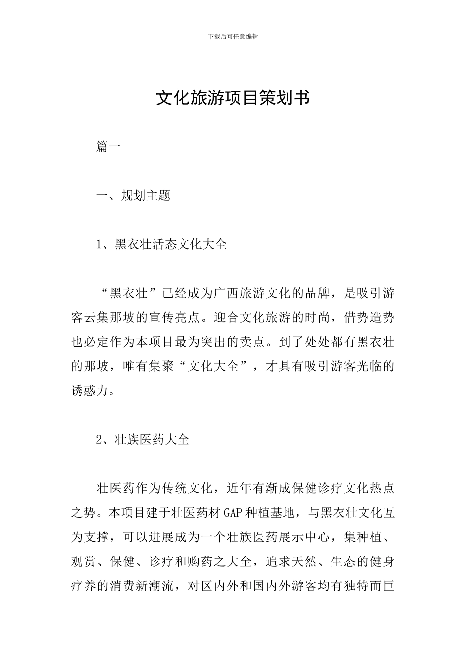 文化旅游项目策划书_第1页