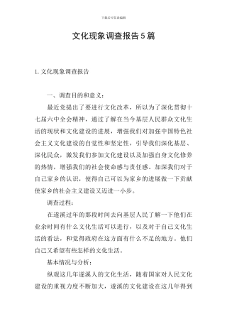 文化现象调查报告5篇