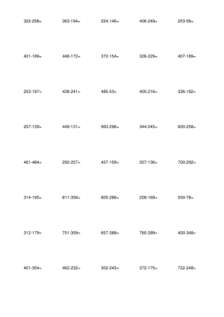 三位数加法退位减法竖式计算