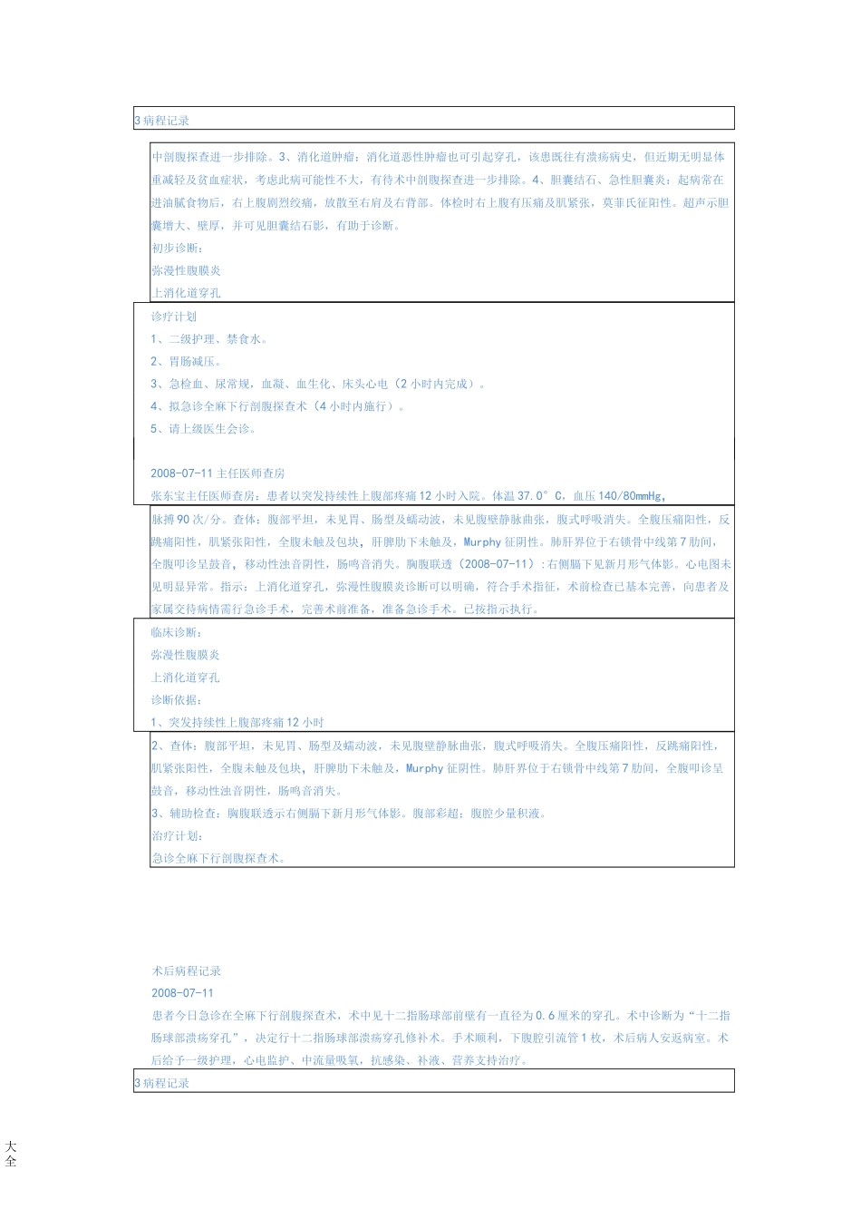普通外科常见病病历书写及病程记录簿实用模板上消化道穿孔_第2页