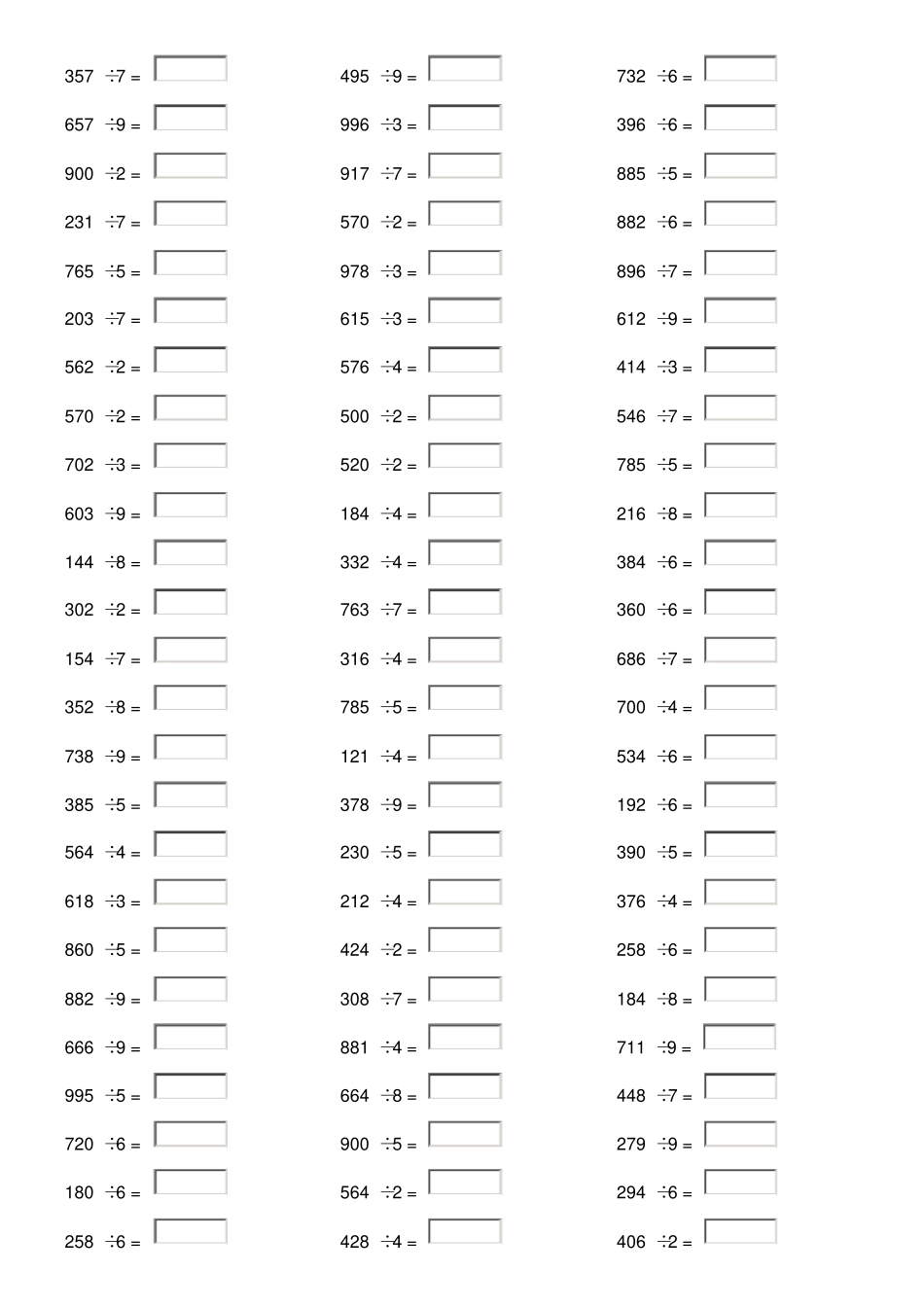 三位数除以一位数练习题_第3页