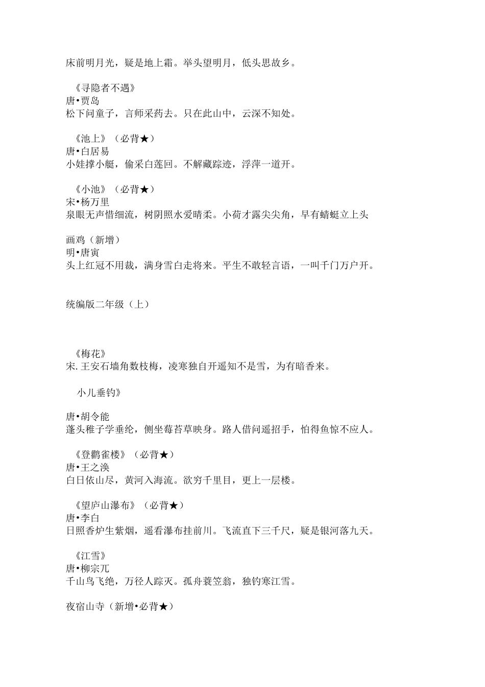 统编版1-6年级语文必背古诗文_第2页