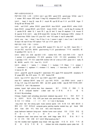 三到六年级英语词语复习资料