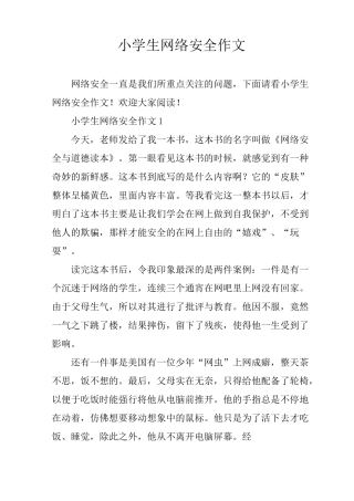 小学生网络安全作文