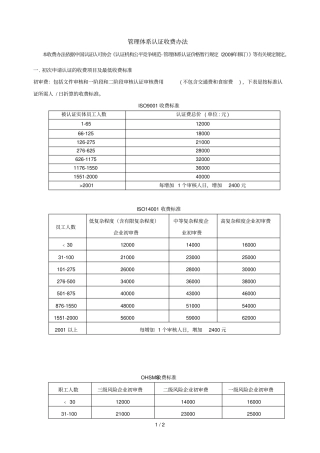 三合体系认证收费标准