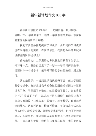新年新计划作文800字