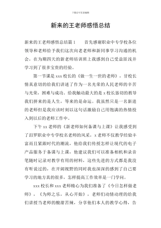 新来的王老师感悟总结