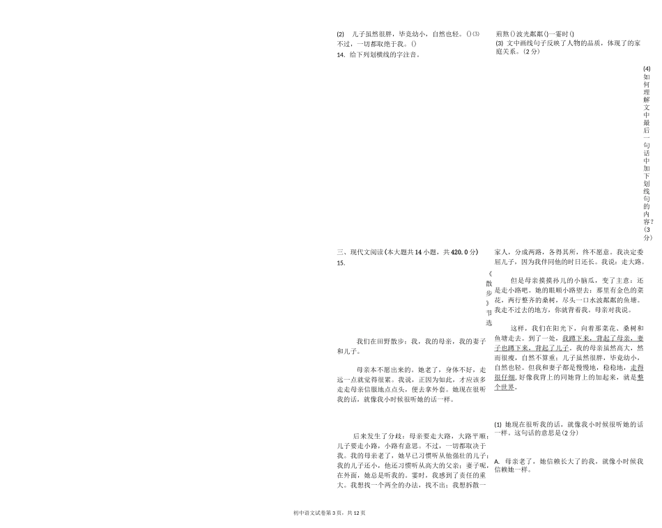 《散步》同步练习_第3页