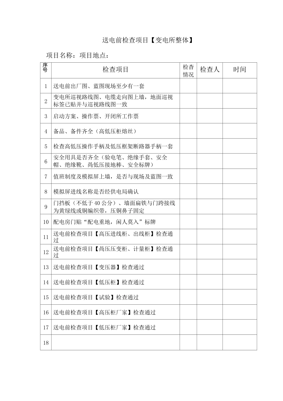 送电前检查项目表_第1页
