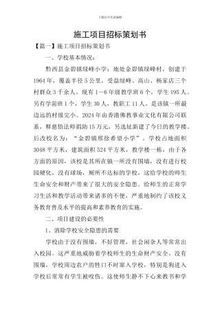 施工项目招标策划书