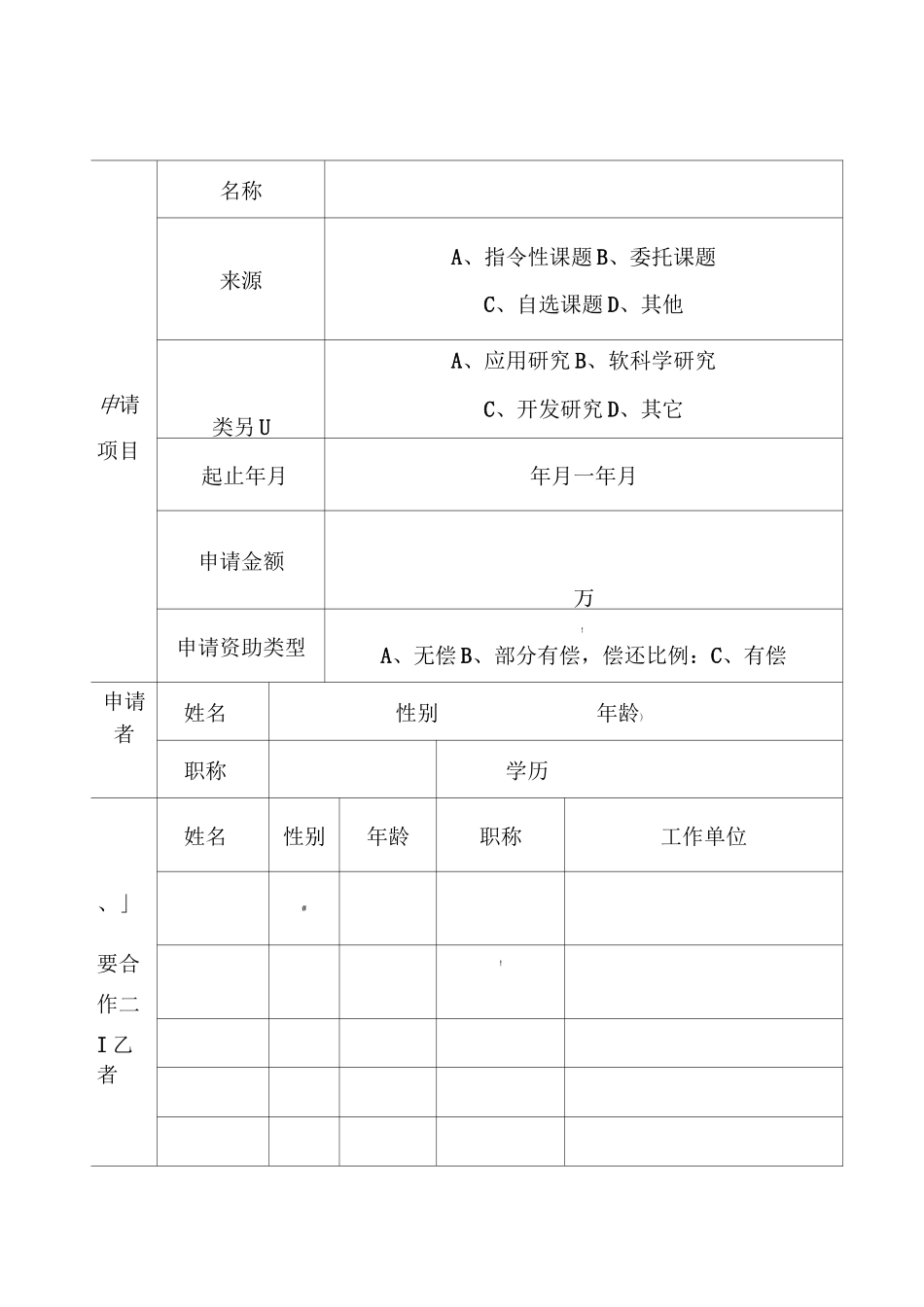 科研项目申报书模板_第2页
