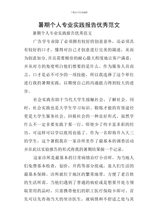 暑期个人专业实践报告优秀范文