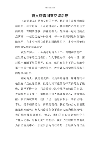 曹文轩青铜葵花读后感