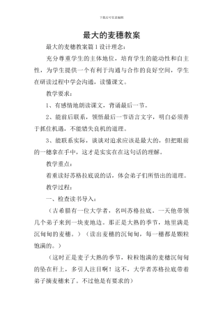 最大的麦穗教案