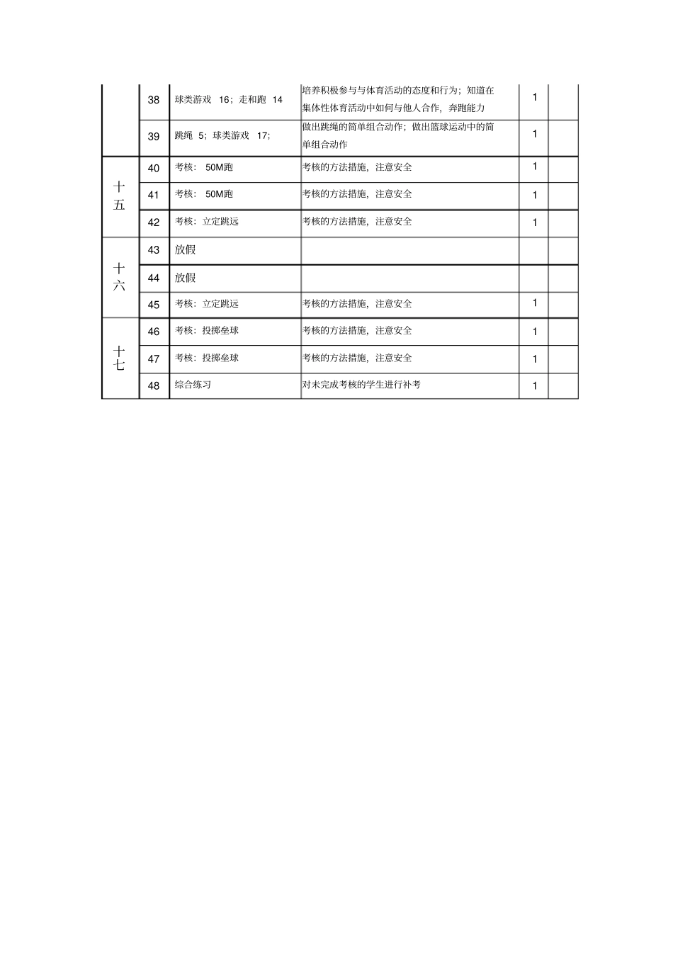 三年级体育教学进度安排表_第3页