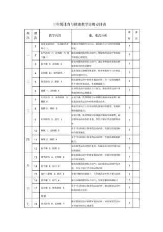 三年级体育教学进度安排表