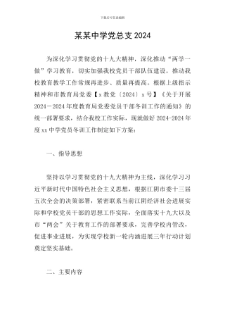 某某中学党总支2024