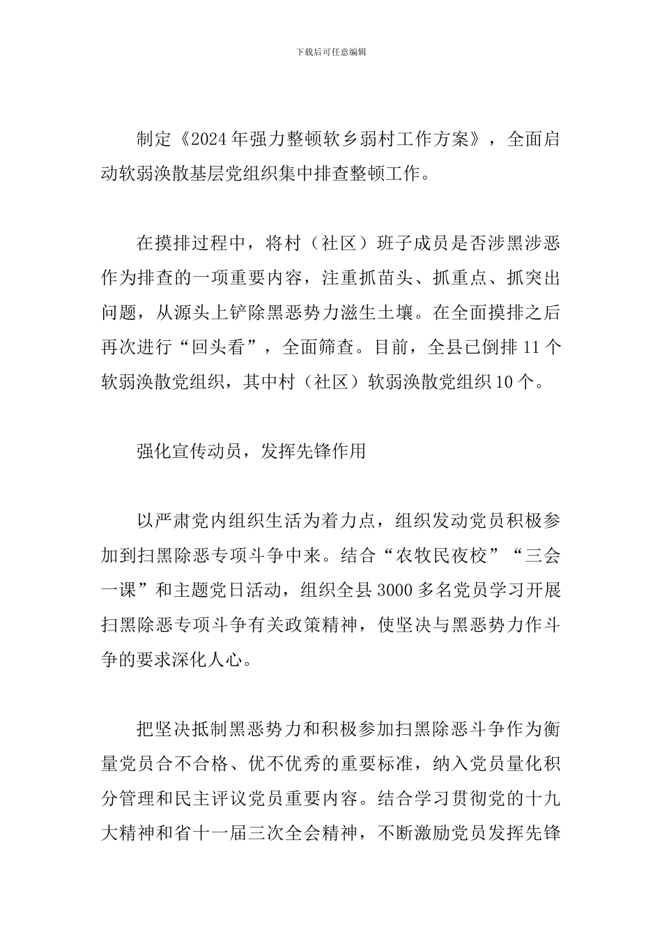 某某县全县抓实扫黑除恶专项斗争工作情况汇报范文_第2页